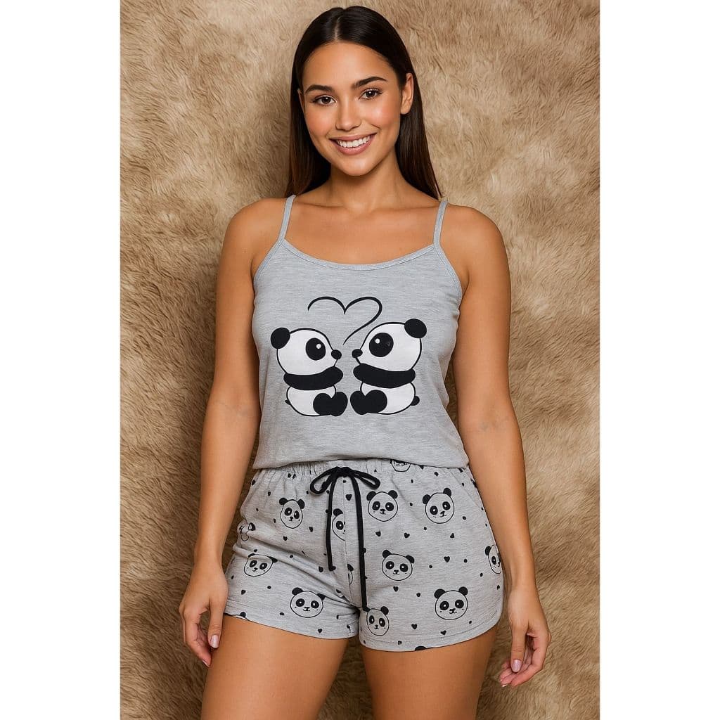 Baby Doll Adulto Feminino Personagens Short Doll Alcinha Confortável Estampado Verão