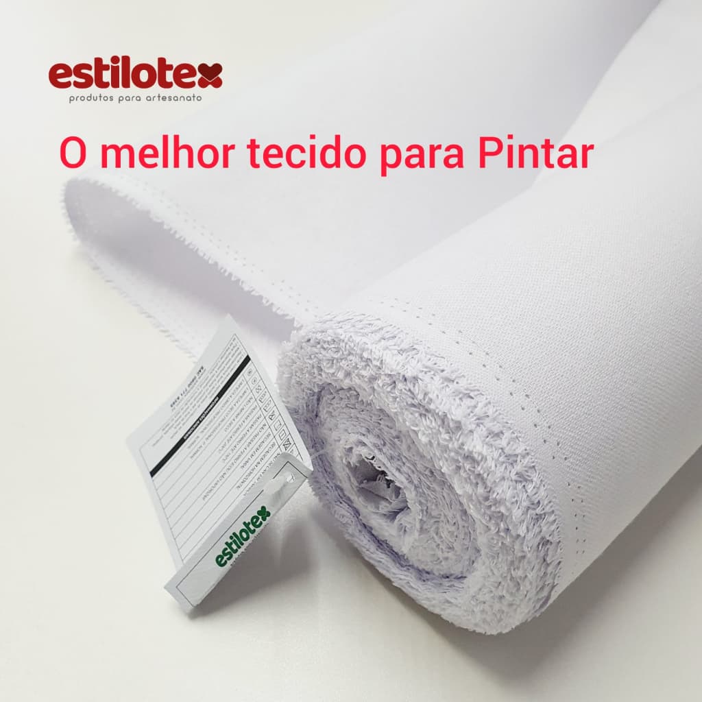 Rolo 10m x 70cm Tecido Premium 4201 Estilotex Branco para Pintura Liso