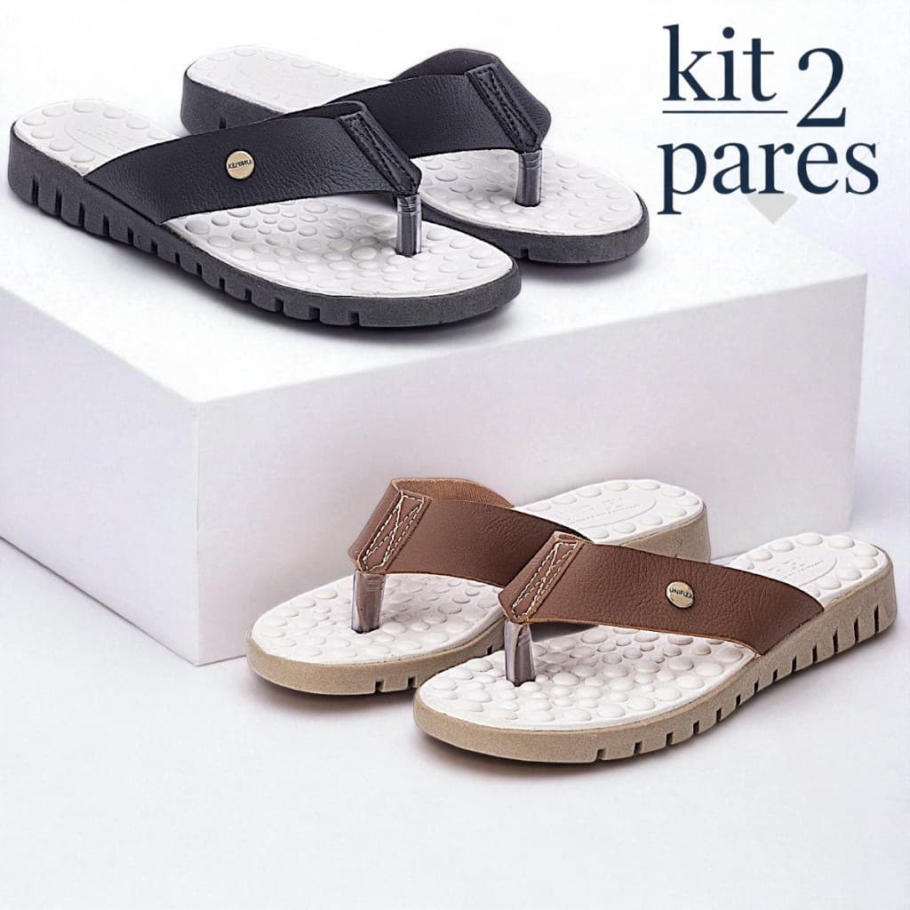 Kit 2 Pares Chinelo Ortopédico Feminino Rasteirinha Leve Confortável Moda Casual