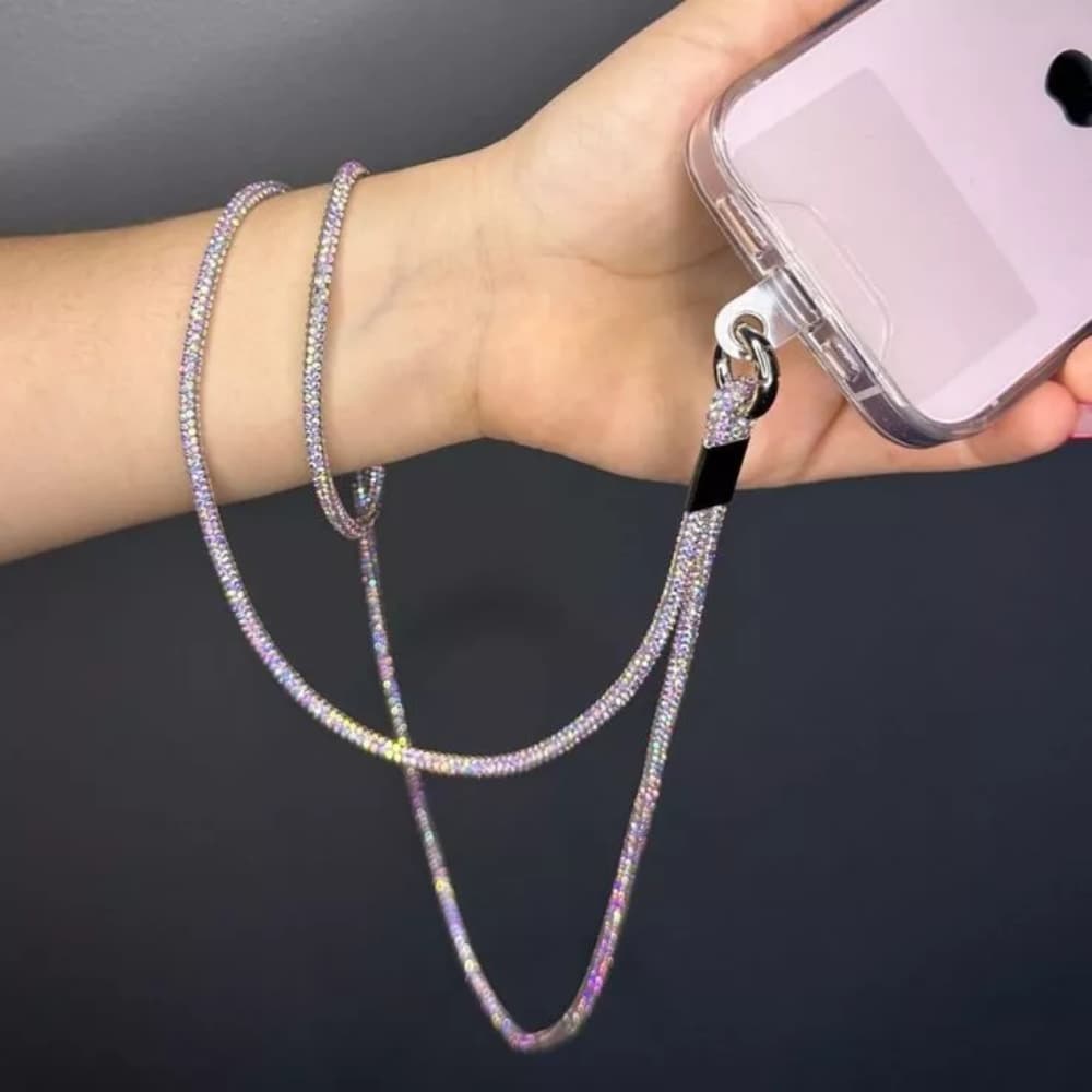 Cordão Antiperda Para Celular e Cordão De Strass Brilhante Pendurar No Cristal