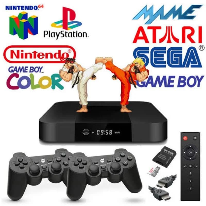 Retro Box - Video Game Retrô TX3 ou TX9 com 10 Mil Jogos + Controles Sem Fio