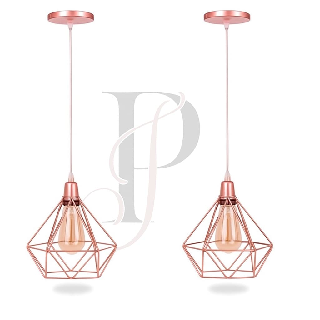 Kit 2 Pendente Lustre Luminária Aramado Diamante