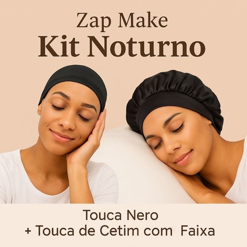 Kit Noturno Touca Nero+ Touca De Cetim Com Faixa Antifrizz,Dormir,Cores Sortidas