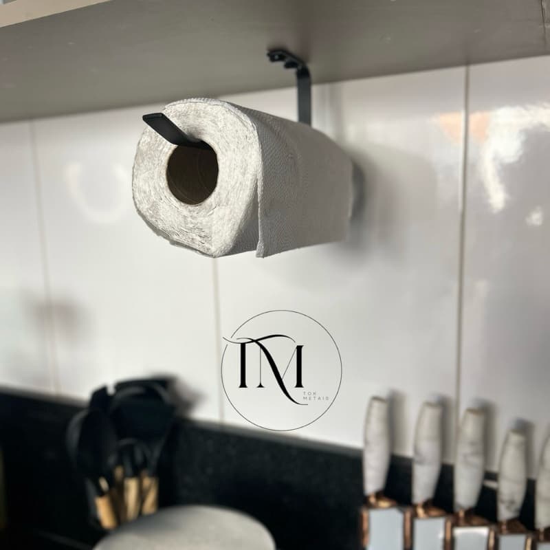 Suporte Porta Papel Toalha de Parede Armário de Cozinha  Multiuso Aço Preto Fosco Pratico Elegante Casa