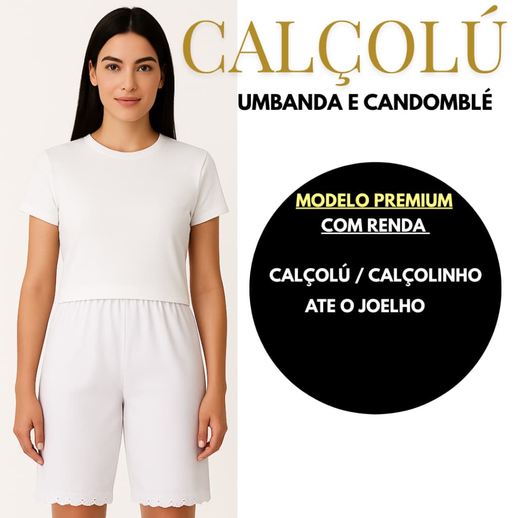 Calçolu Calçolinho Umbanda e Candomblé Até o Joelho Com Renda Premium P ao GG