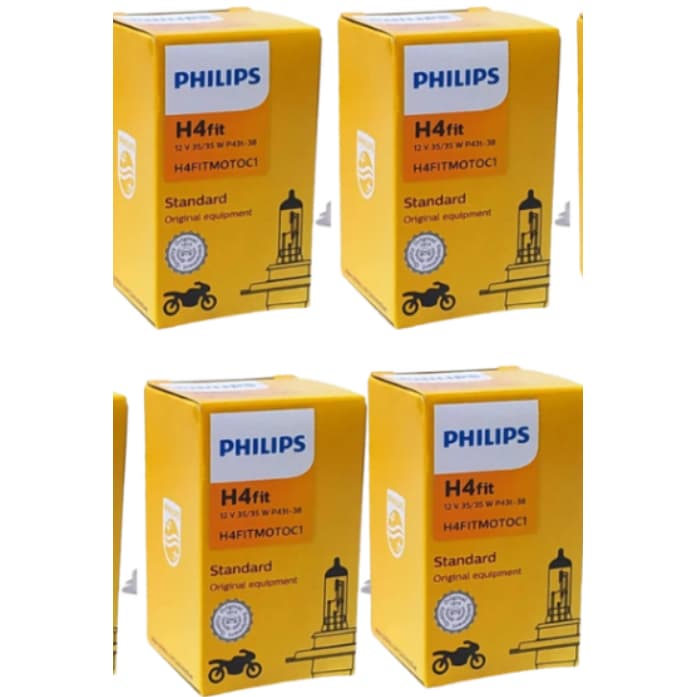 LAMPADA DO FAROL PHILIPS H4 12V 35/35W P43T-38 FIT COMBO 4 UNIDADES