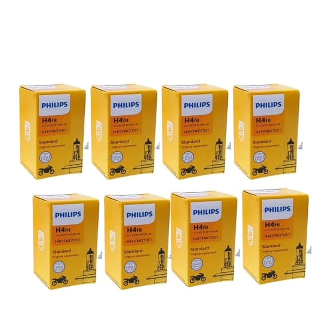 LAMPADA DO FAROL PHILIPS H4 12V 35/35W P43T-38 FIT COMBO 8 UNIDADES