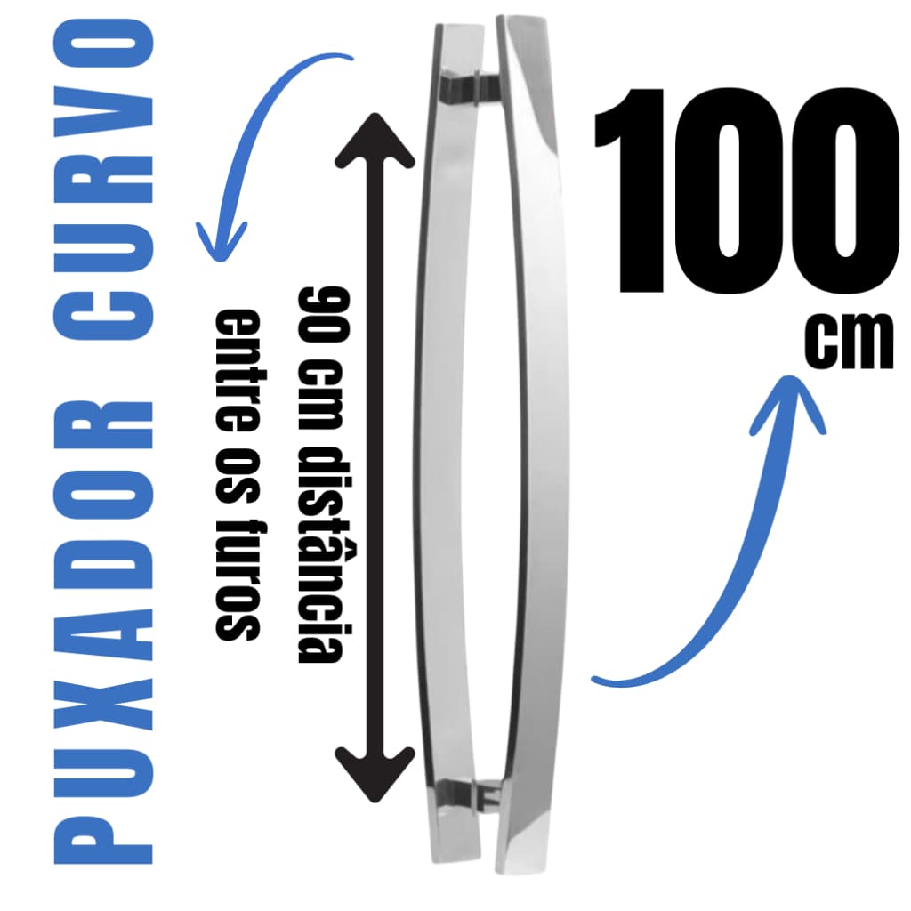 puxador Para Porta Curvo100 cm barra chata