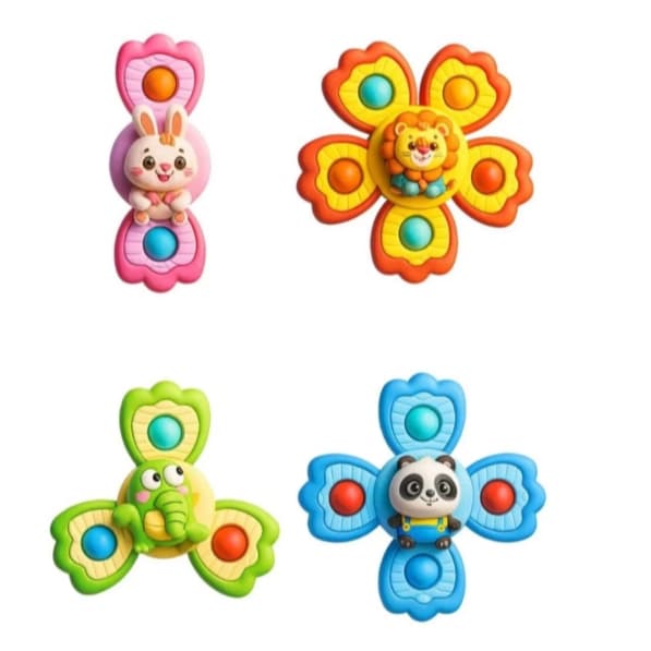 Kit 3 e 4 Spinners Brinquedo Bebê Com Ventosa  Roda Diversão Sensorial Educativo