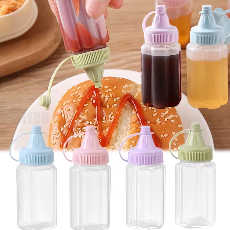 Kit Mini Bisnaga Ketchup Mostarda, Recipiente Para Molhos Mel Calda Tempero Plástico