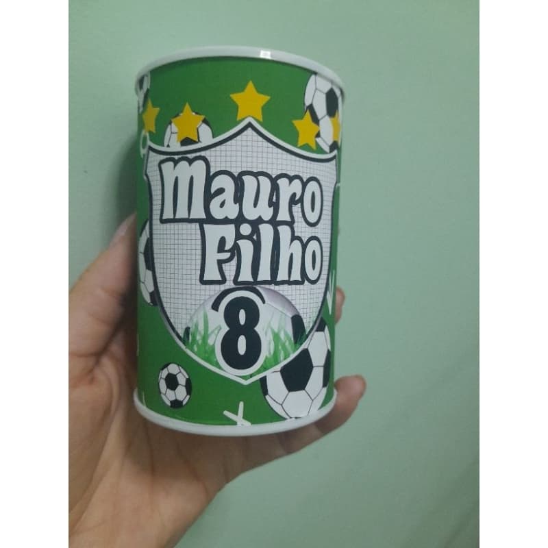 Cofrinho Personalizado +laço + embalagem FUTEBOL |  Lembrancinha Festa Infantil | FAZEMOS TODOS OS TEMAS