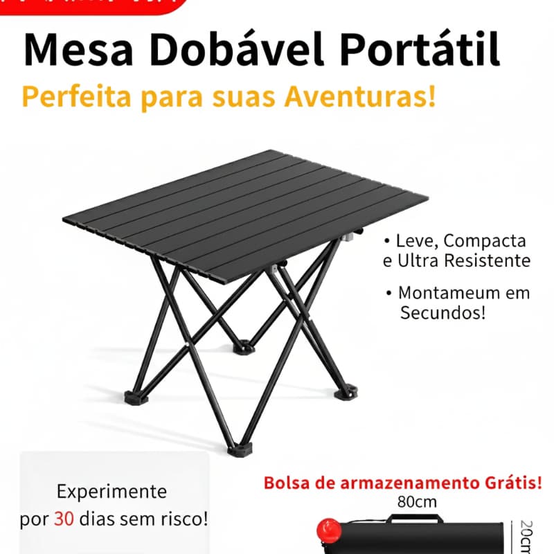 Mesa de Acampamento Dobrável - Leve e Portátil para Picnics e Churrascos
