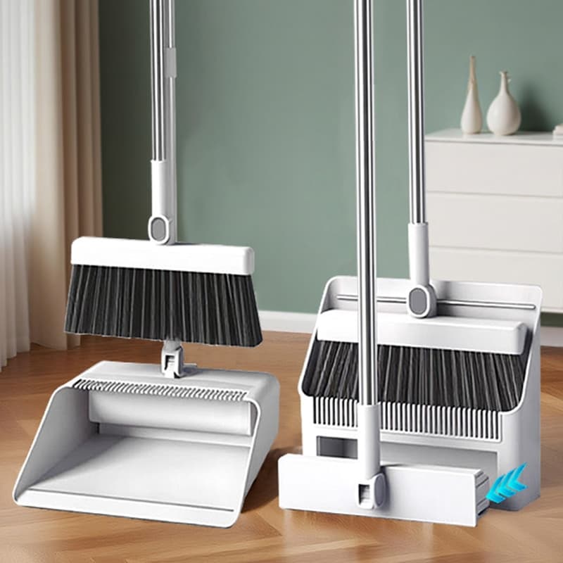 4 IN 1 Conjunto combinado de vassoura e pá para varrer ambientes internos e vassoura de empurrar para ambientes externos