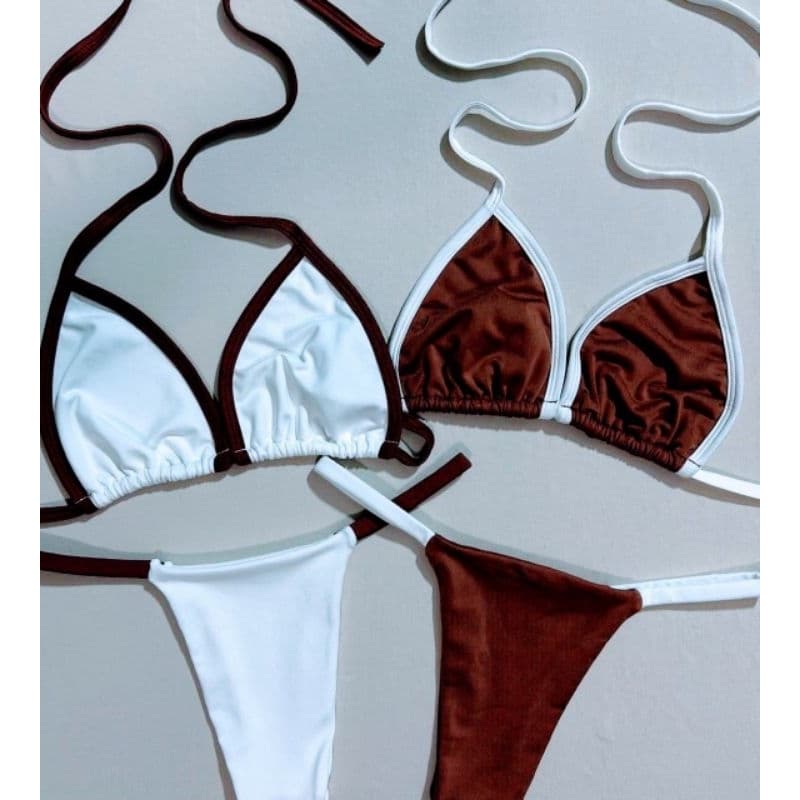 Biquíni Feminino Duo Color com Amarração – Tendência Ano Novo Verão