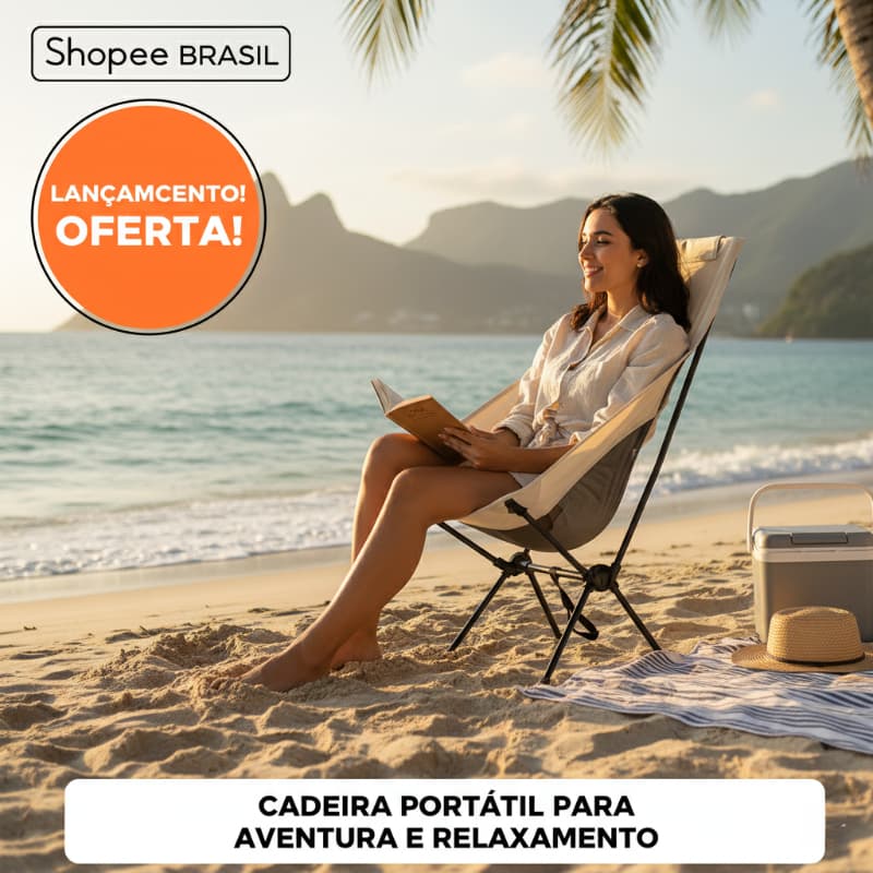 Cadeira de Acampamento Reclinável Alta - Conforto Premium para Pesca, Praia e Camping