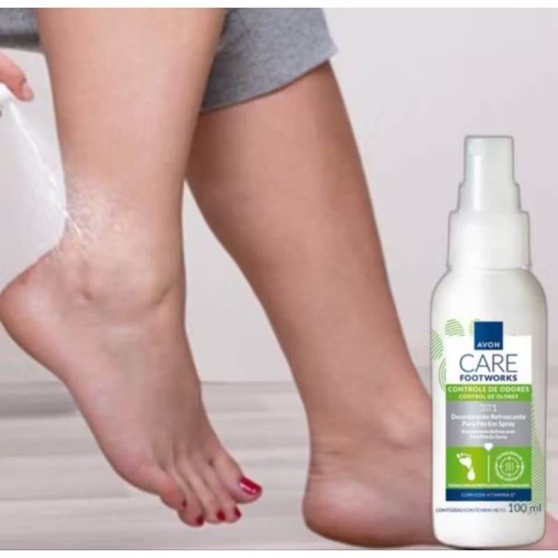 desodorante Para os Pés Spray Avon Care Footworks 3 em 1 Com Vitamina E