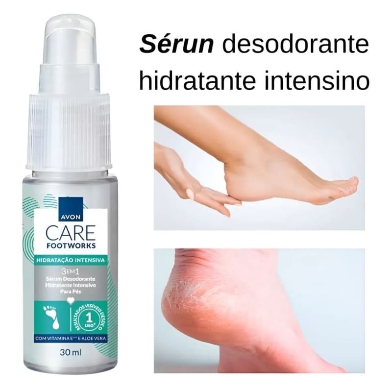 Sérum Desodorante Para os pés 30 ml Avon Care Footworks, Hidratação Intensiva para os Pés