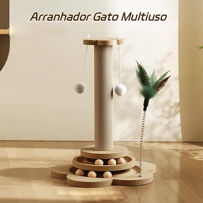 Arranhador Para Gatos Material De Sisal Com Bola Para Animais De Estimação E Provocador Para Gatos Brinquedo Para Gatos