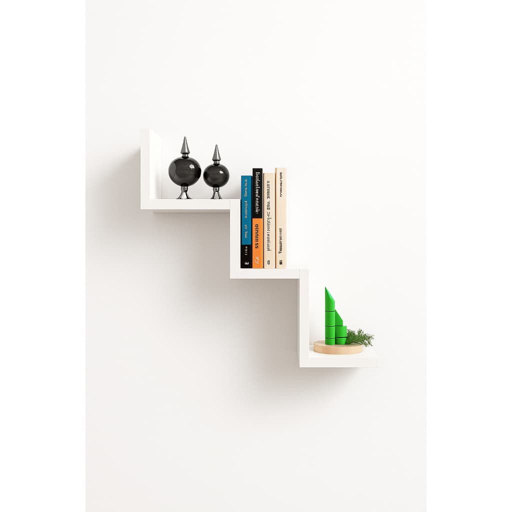 Prateleira Zigue-Zague MDF  65x15cm | Nicho Decorativo Moderno para Livros e Ambientes