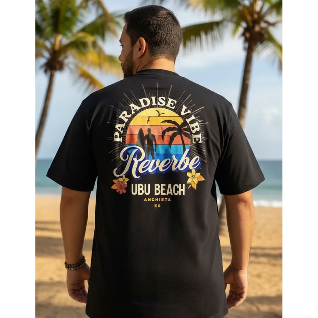 Camisa Preta Estampada Oversized Algodão Street Reverbe Ubu Beach