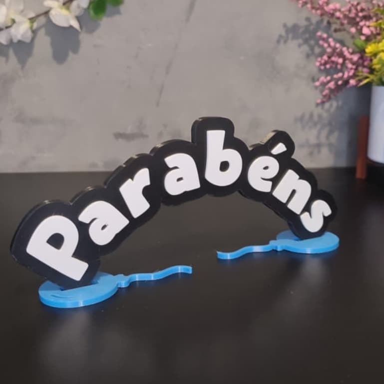 Totem Letreiro Parabéns, para Festas de aniversario, Comemoração Placa decorativa