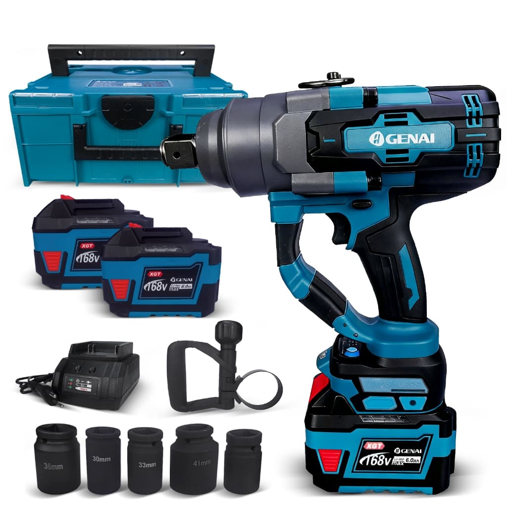 Furadeira de impacto e chave de fenda sem escova 168V 2Bateria 3000N.m + soquete 30-41mm