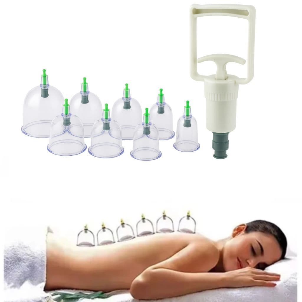 Kit 12 Ventosas de Massagem Ventosaterapia Chinesa a Vácuo com Bomba de Sucção Ventosas Brancas para Relaxamento