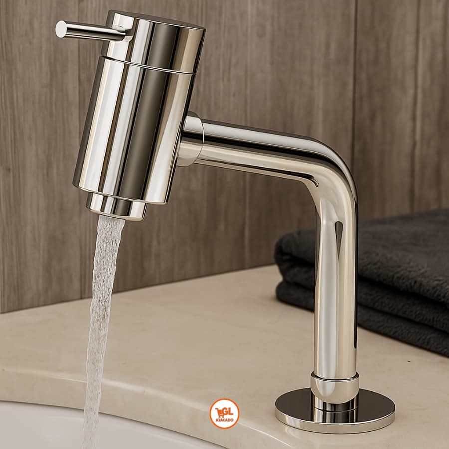 Torneira de Banheiro Link Luxo Metal Cromada 1/4 de Volta Torneira de Pia Lavatório Lavabo Bancada 3/4 Moderna