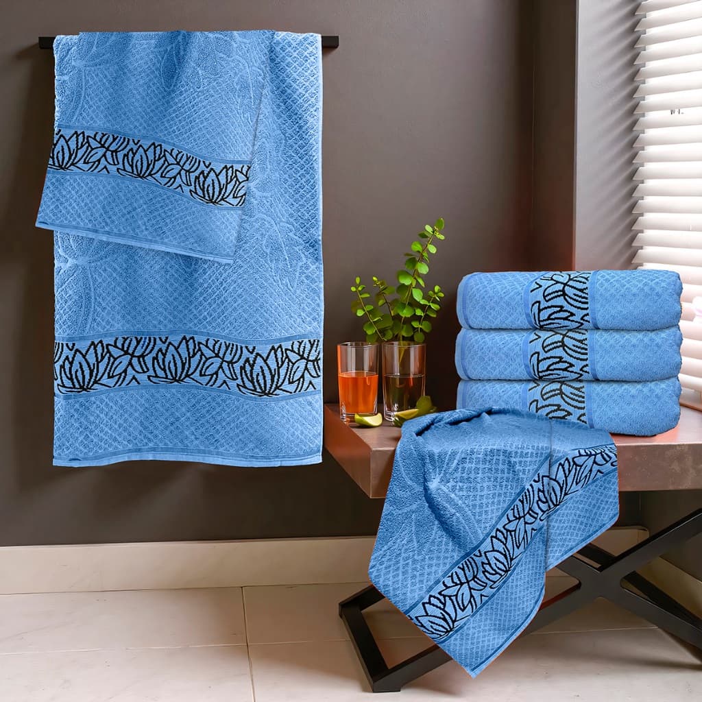 Jogo de Toalhas Banho e Rosto Kit 4 Peças Grossa Felpuda Jacquard Isabella Macia