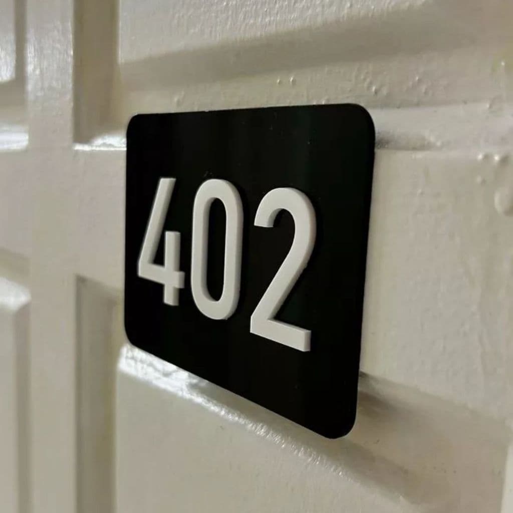 Placa de 3 Número em acrílico para Portas Salas Casas Prédios