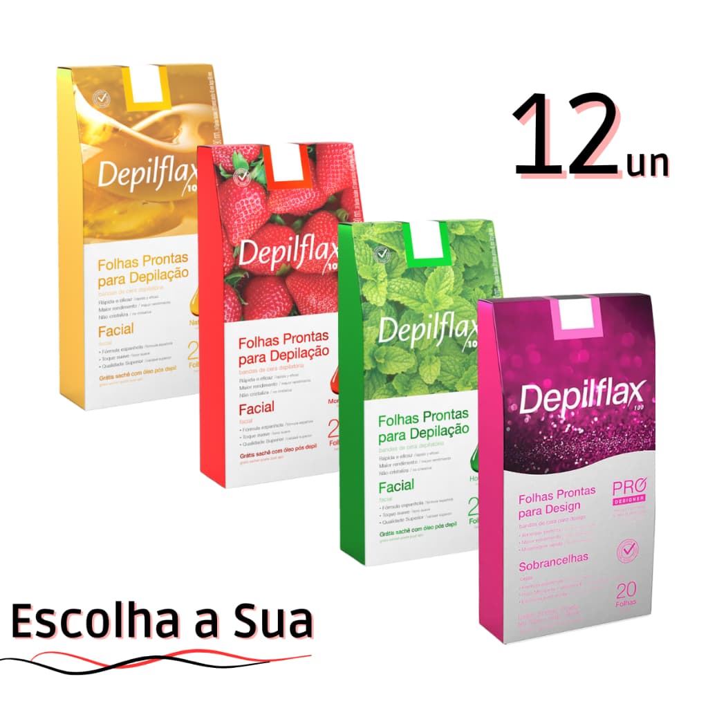 Kit Depilatorio 12 Folhas Prontas Depilatorias Facial Pro Designer Sobrancelhas Depilflax