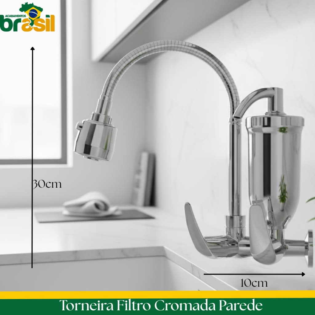 torneira Filtro Cozinha torneira cromada parede pia Gourmet torneira filtro cromada 2 jatos