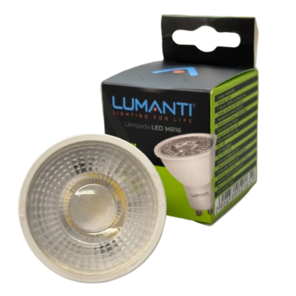 Kit com 12 Lâmpada Dicroica Gu10 MR16 Luz Amarela 3000k Potência 4,8w Lumanti