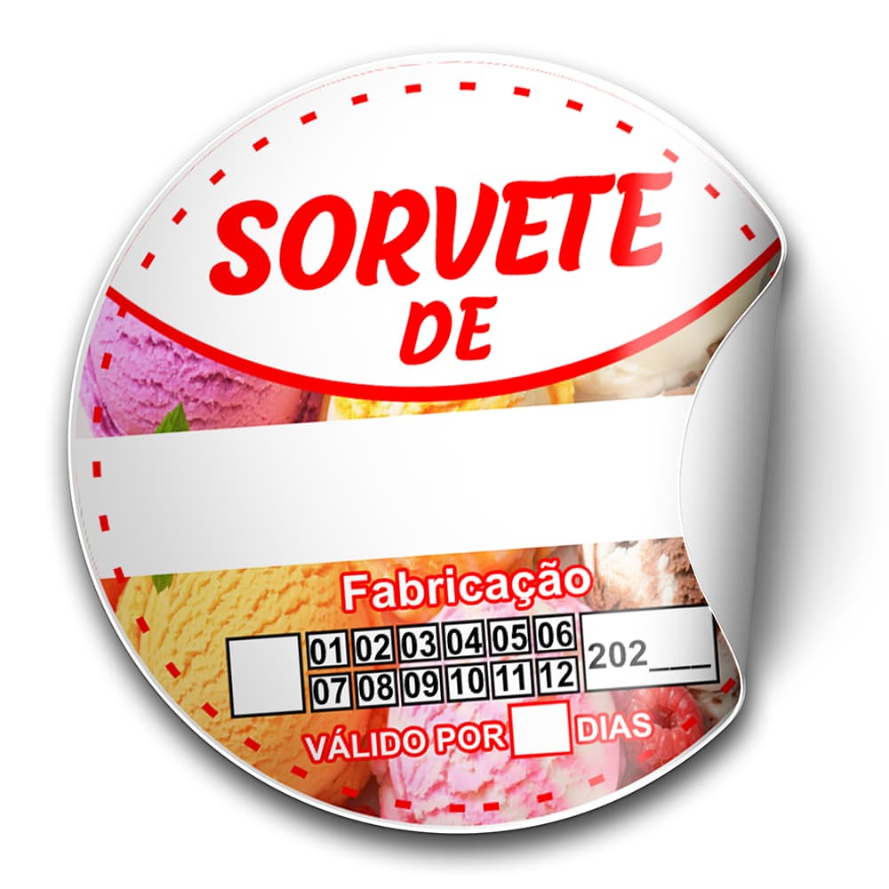 Adesivo Sorvete de 5x5cm 100un Vinil Impermeável Freezer Validade Fabricação Etiqueta Potes Embalagens