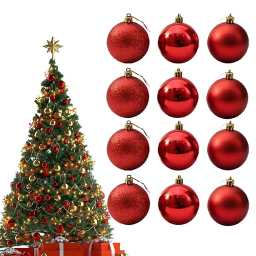 Bolas de Natal 5cm Kit 12/24/36 – Enfeites de Natal Bolinhas Premium Vermelho para Árvore de Natal