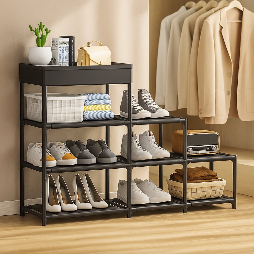 Sapateira Vertical 4 Prateleiras Organizadora para Quarto Closet Lavanderia Estante Livros Roupas