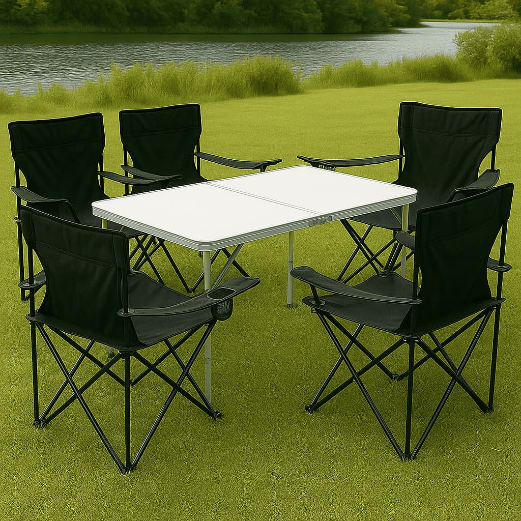 Kit Mesa 120x60 Dobrável com 4 Cadeiras Portátil Reforçada