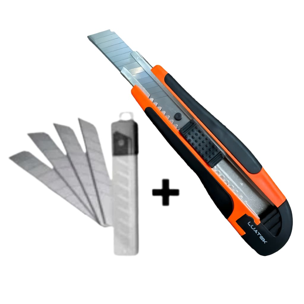 Estilete Profissional Emborrachado  Com Trava 18mm Multifuncional Estilete Grande