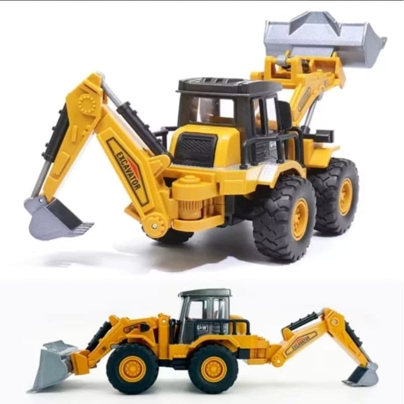 Brinquedo Infantil Miniatura Trator Retro-Escavadeira Fricção Metal