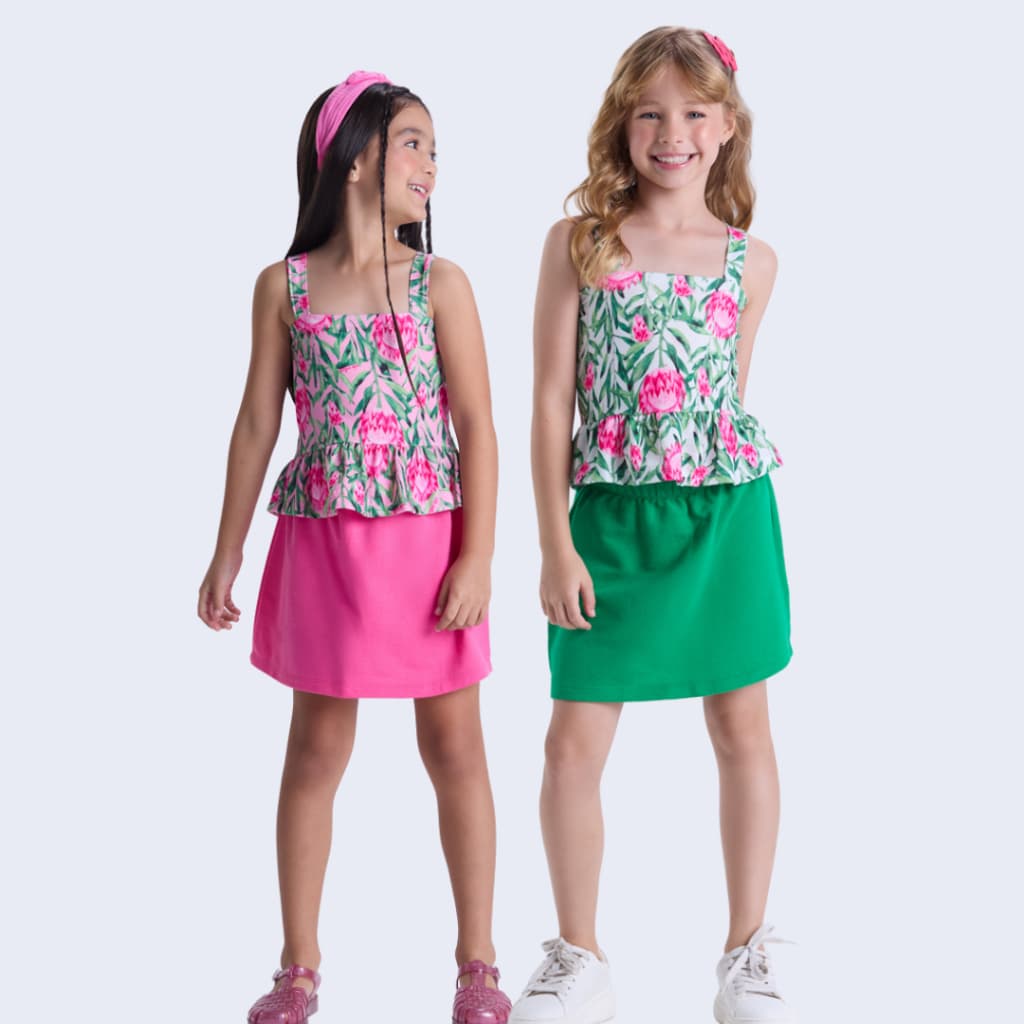 Conjunto Infantil de Verão Menina Jardim Encantado