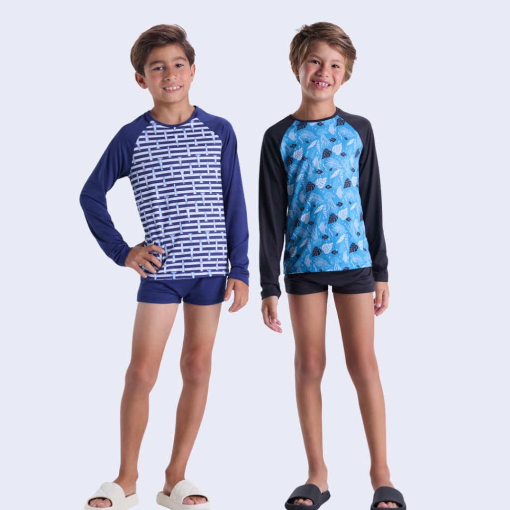 Conjunto Moda Praia UV50+ Infantil Raglan Sublimado