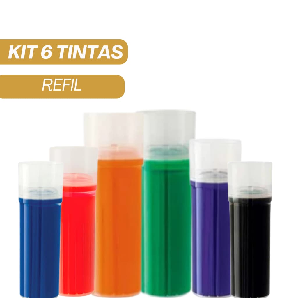 Kit 6 Refis de Tinta para Marcador de Quadro Branco 30ml  Cores Variadas e Secagem Rápida
