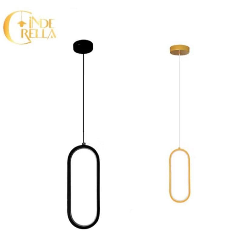 Pendente LED Moderno Oval Design Minimalista  | 3 Cores de Luz | Dourado ou Preto