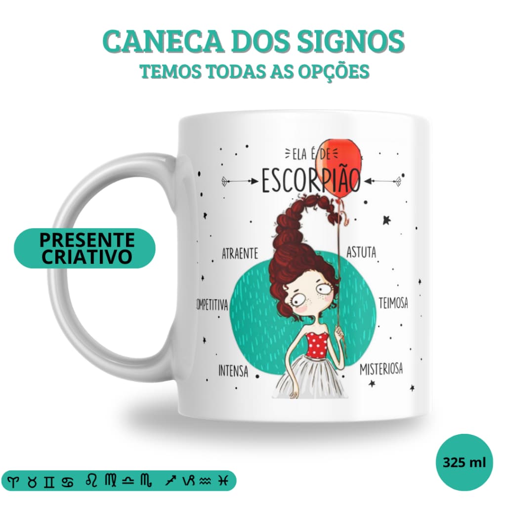Caneca Signos Personalizada – Todos os Signos do Zodíaco | Caneca Criativa para Presente |Astrologia