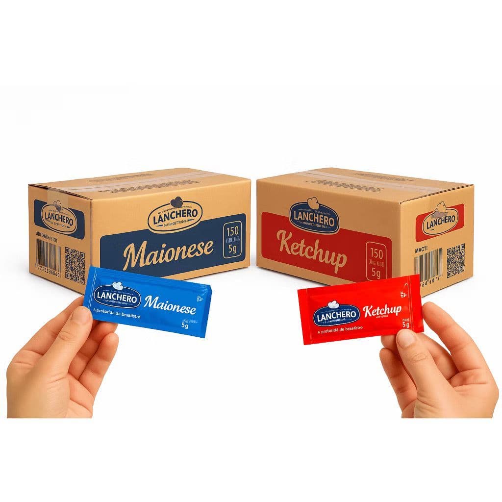 Kit 2 Molhos Lanchero Maionese Tradicional e Ketchup Sachê