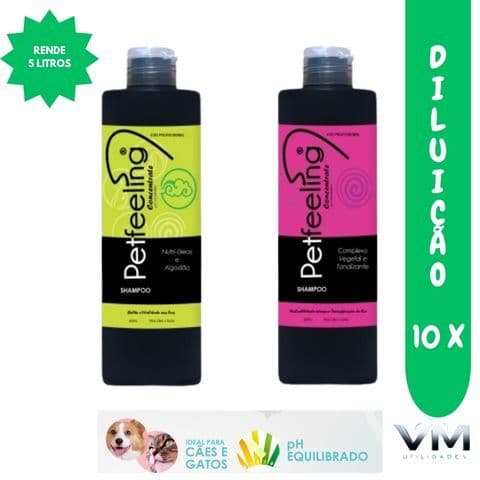 Shampoo Cães e Gatos 5OO ml - Petfeeling - Rende 5L Uso Profissional