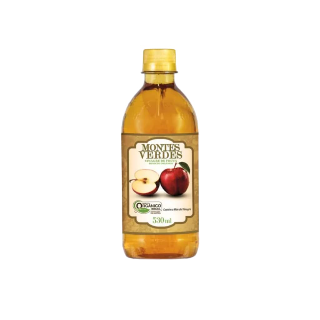 Vinagre de Maca 100% Orgânico 530ml Puro Vegano Montes Verdes 5% Acidez Ajuda Emagrecer Saúde