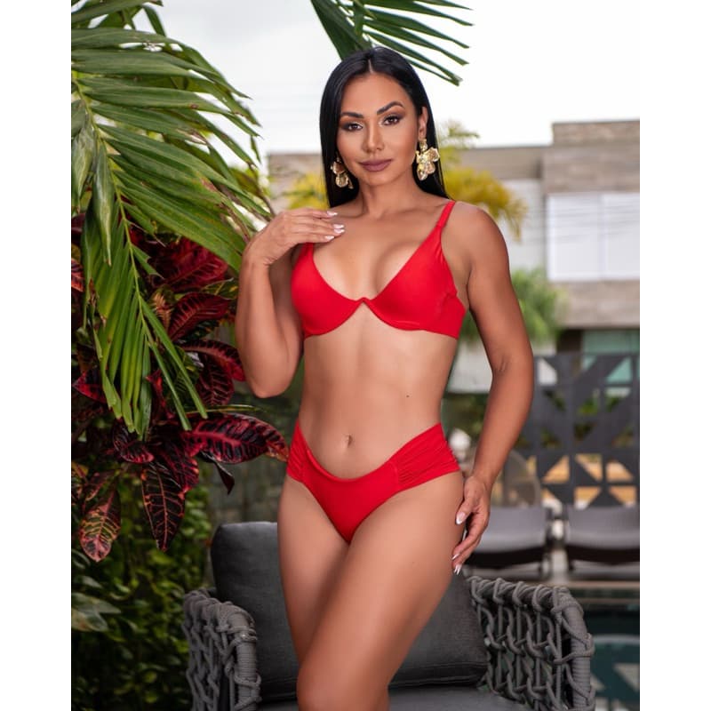 Biquíni Feminino Aro Fixo Luxo Com Bojo Removível Cintura Alta Moda Praia