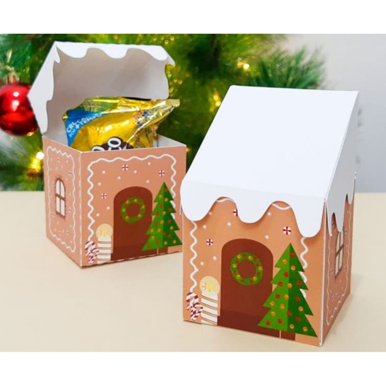 Caixinha personalizada Casinha de Natal🎅 para Bombom 🍬 Lembrancinha/mimo Natalino - Ideal para Escolas e Festas de natal