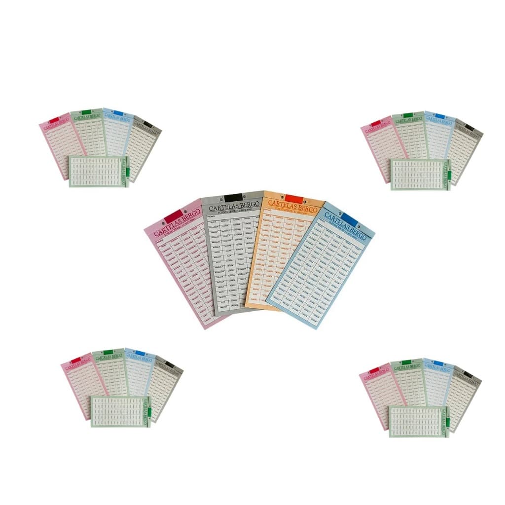 Kit Com 5 Cartelas De Rifa Com 200 Nomes - Coloridas